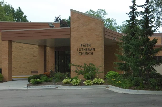The front entrance of Faith Lutheran Church in Bridgeport